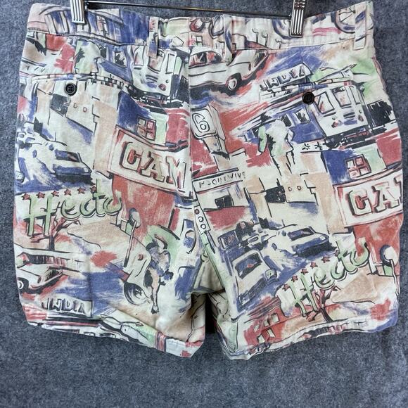 Hentsch Man Shorts Mens 36 Colorful Art Retro City Print Pastel Busy - Picture 2 of 9